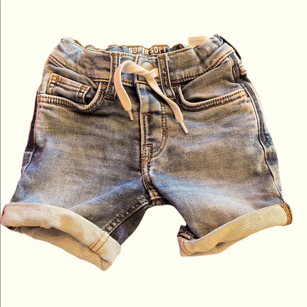 Slim fit adjustable waist trendy denim shorts 1-2Y